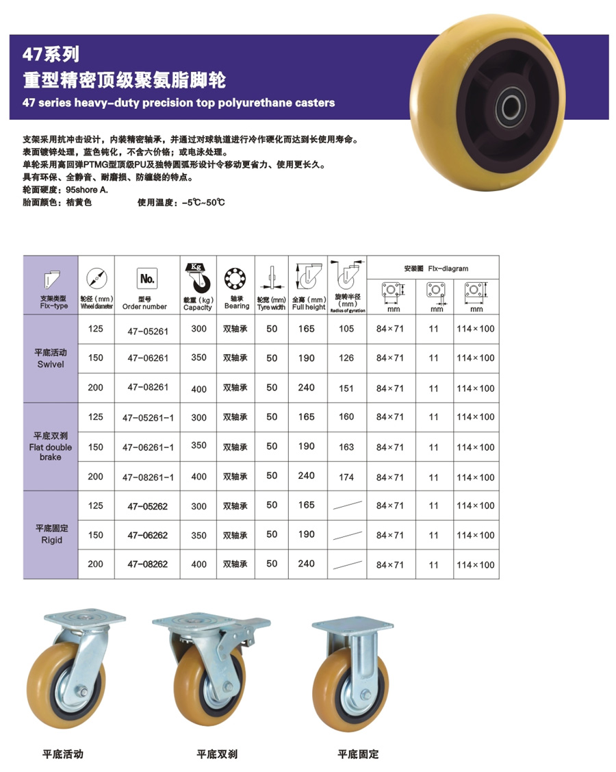 重型精密顶级聚氨酯脚轮